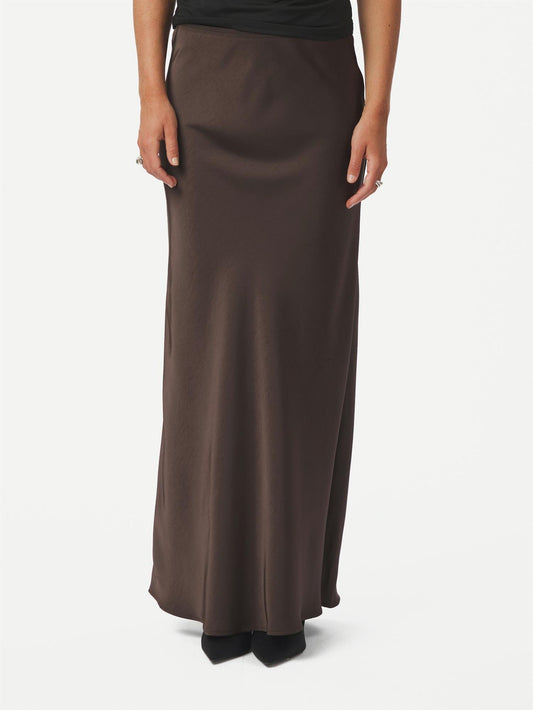 Vicky Heavy Sateen Skirt - Dark Brown
