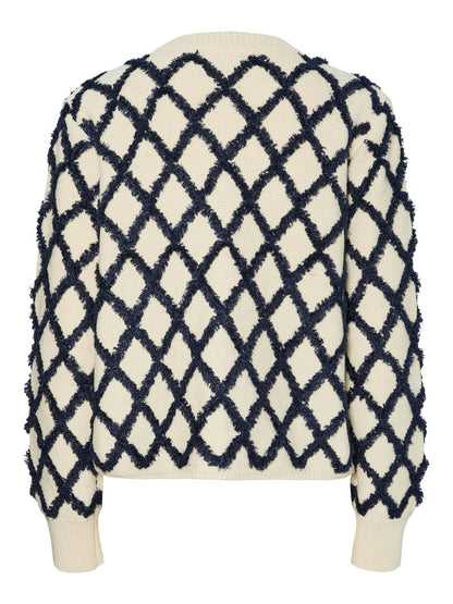 YASZIGLY LS KNIT CARDIGAN - BIRCH/NAVY
