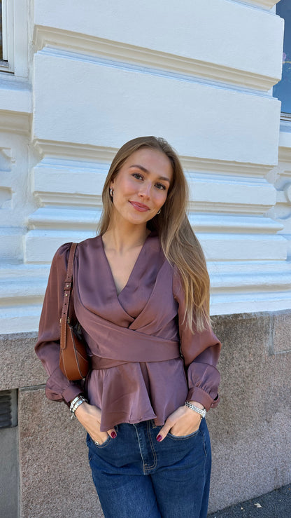 Rista Heavy Sateen Blouse - Dark Rose