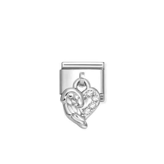 LINK, PENDANT ANGEL HEART WINGS WITH STONES