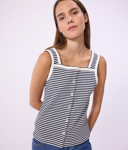 Tanktop Ribbed Details - Navy / White