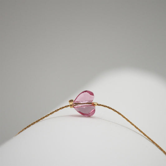 Dainty Blush Crystal Heart - Pink