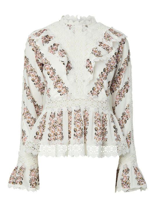 YASPETREA LS BLOUSE - STAR WHITE/INSERT PRINT