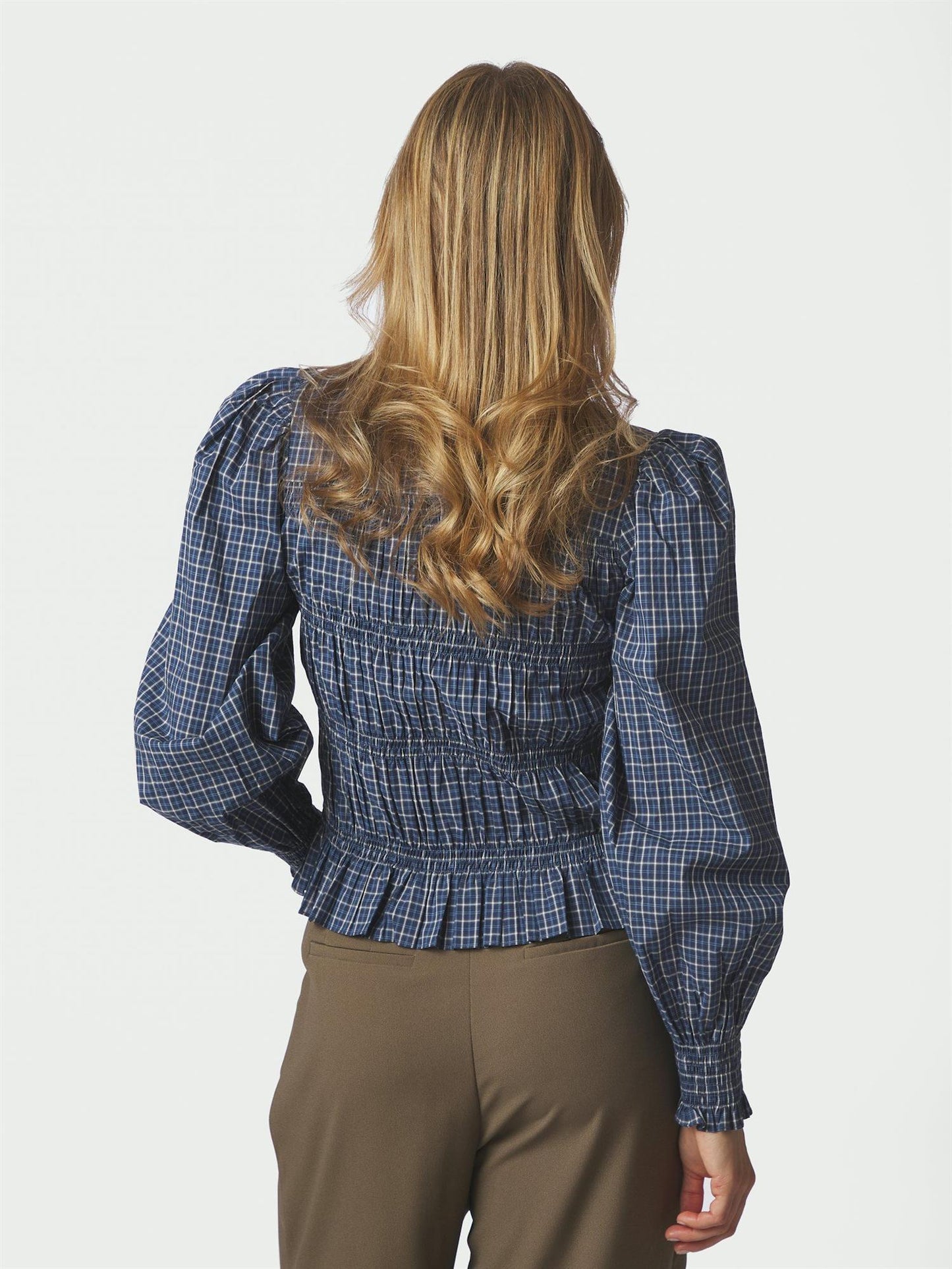 Marcia Check Blouse - Blue