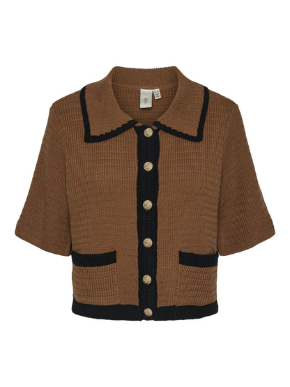 YASKLOMA SS KNIT CARDIGAN - MALT BALL