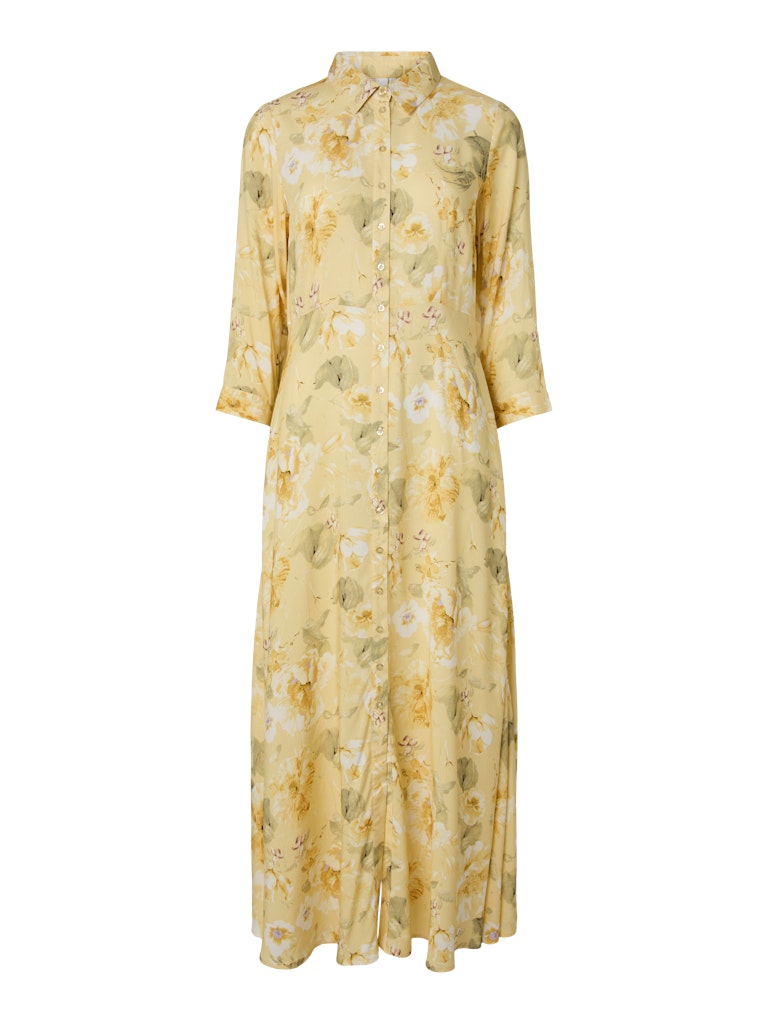 YASSAVANNA LONG SHIRT DRESS - PALE BANANA / LEMON