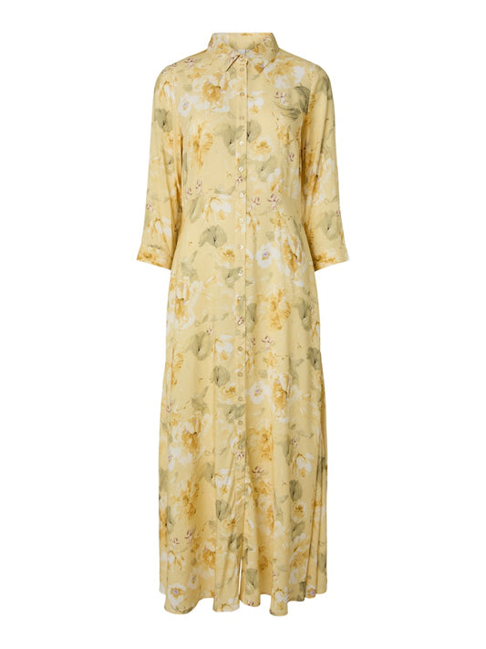 YASSAVANNA LONG SHIRT DRESS - PALE BANANA / LEMON