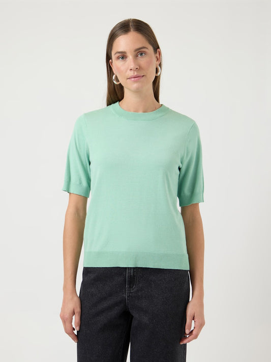 YASLENA SS KNIT TOP NOOS - LICHEN