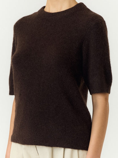 YASJOHI SS WOOL BLEND PULLOVER - COFFEE BEAN