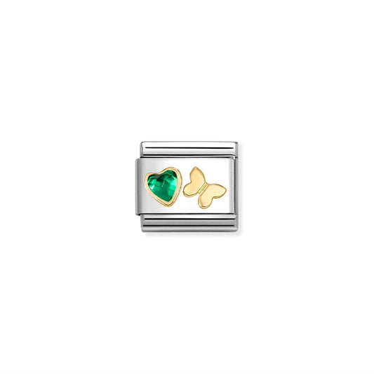 LINK, GREEN HEART AND GOLD BUTTERFLY