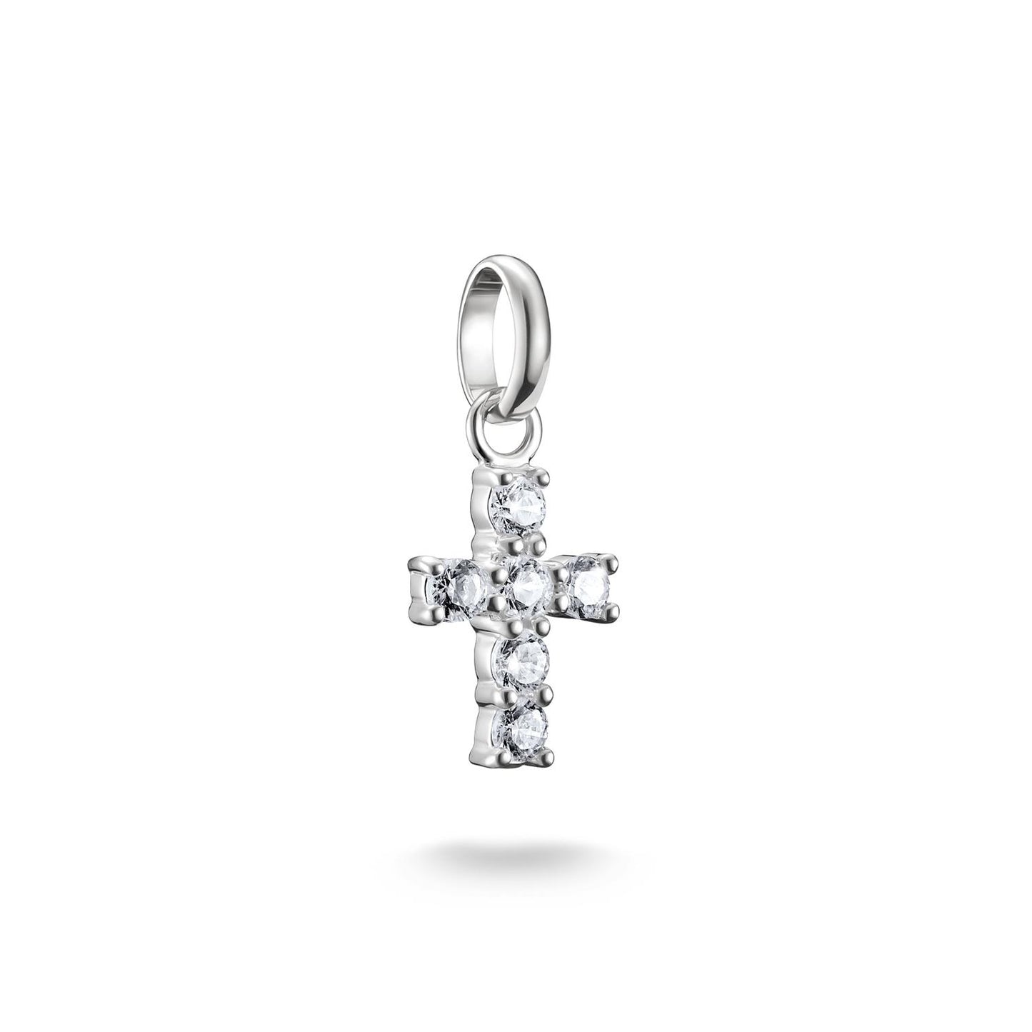 Charm Pendant Cross With White Stones Connect Silver