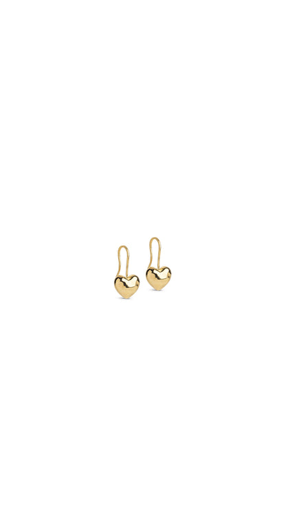 Poma Drop Heart Gold Earrings