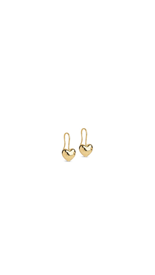 Poma Drop Heart Gold Earrings