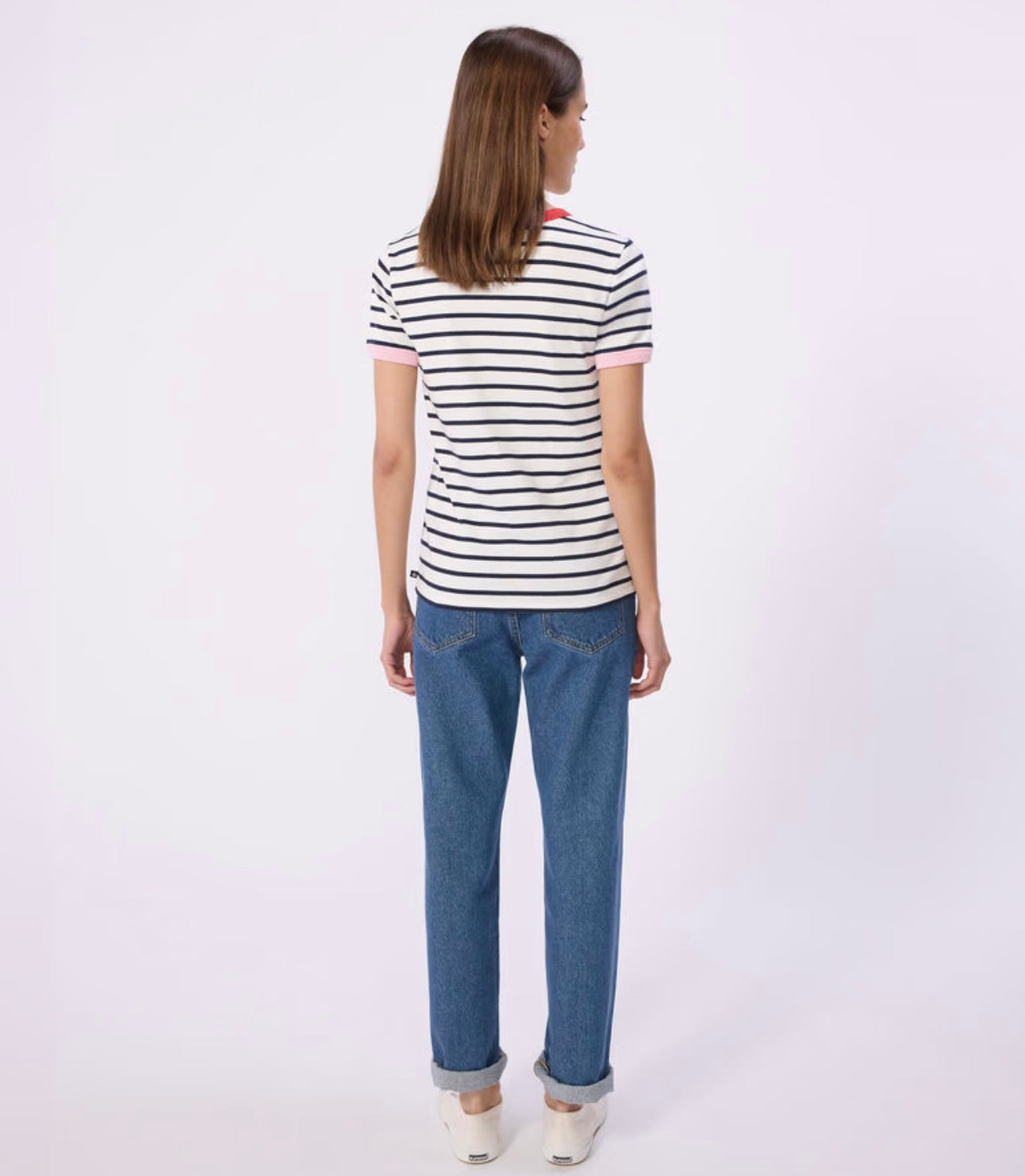 Tee-Shirt Round Neck - Red Heart / Navy Stripes