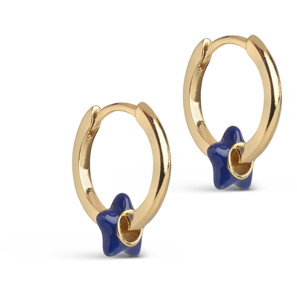 Enamel Tokens Star Hoops - Navy Blue