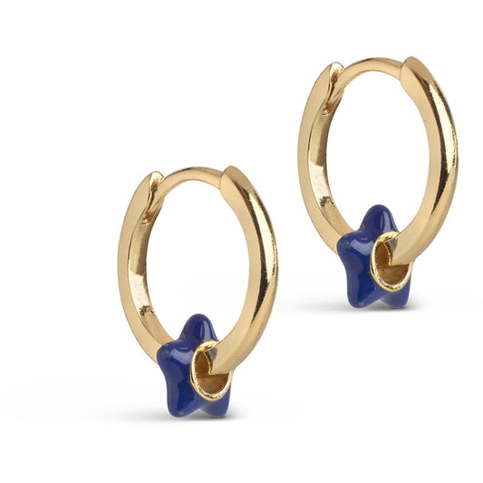 Enamel Tokens Star Hoops - Navy Blue