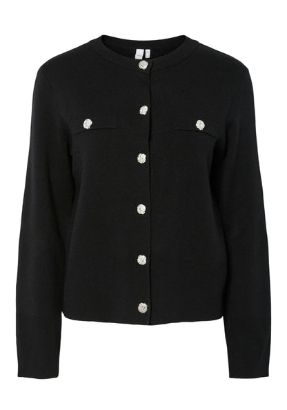 YASPIMI LS KNIT CARDIGAN - BLACK