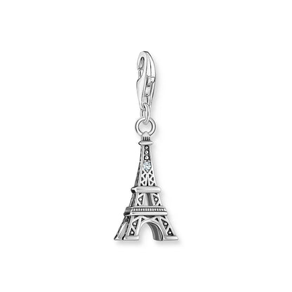 Silver Charm Pendant With Eiffel Tower and White Zirconia