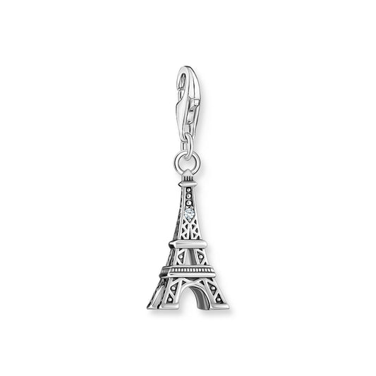 Silver Charm Pendant With Eiffel Tower and White Zirconia
