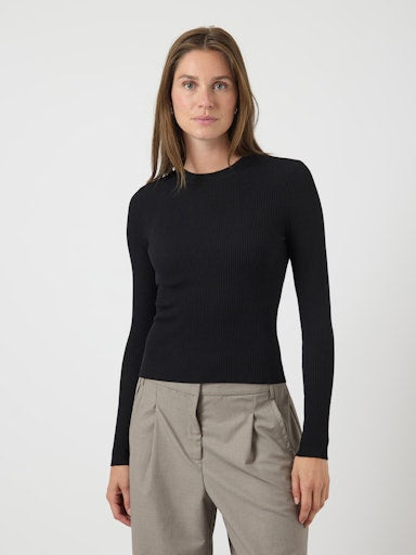 YASZOEY LS KNIT PULLOVER - BLACK