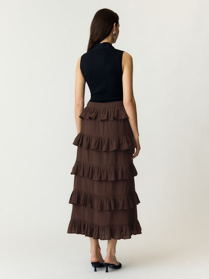 YASWIMA HW ANKLE SKIRT - COFFEE BEAN
