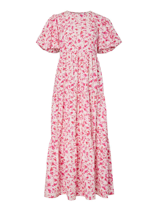 YASCOLEA SS ANKLE DRESS - PRISTINE/ DONNA