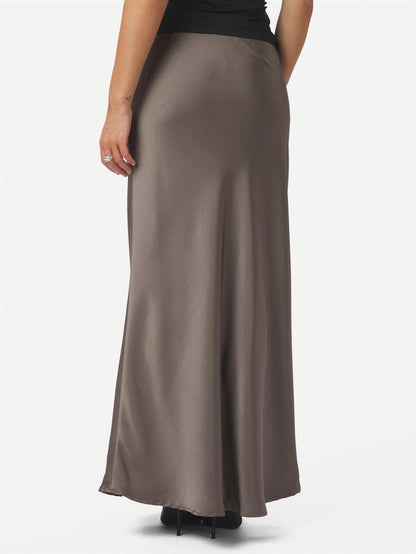 Vicky Heavy Sateen Skirt - Warm grey