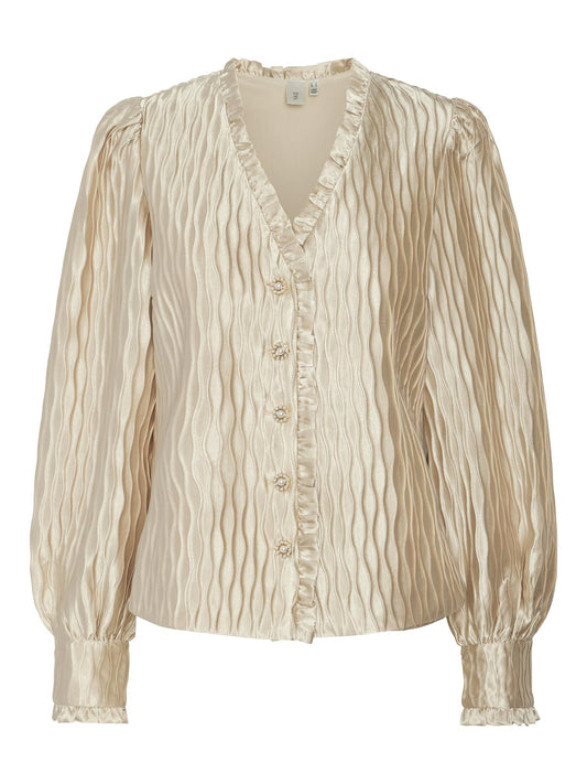 YASRIPPLE LS V-NECK SHIRT - SHEER BLISS