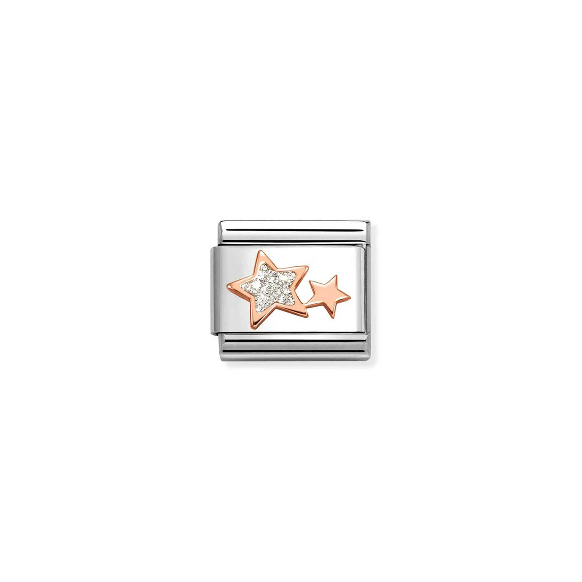 LINK, STARS IN ROSEGOLD WITH SILVER GLITTER