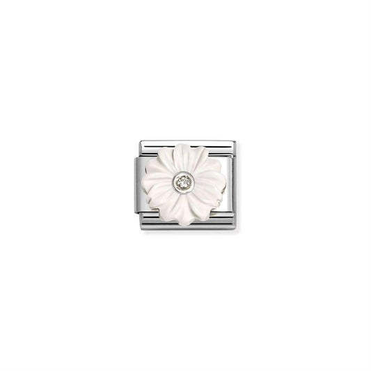 LINK, WHITE FLOWER CZ SILVER