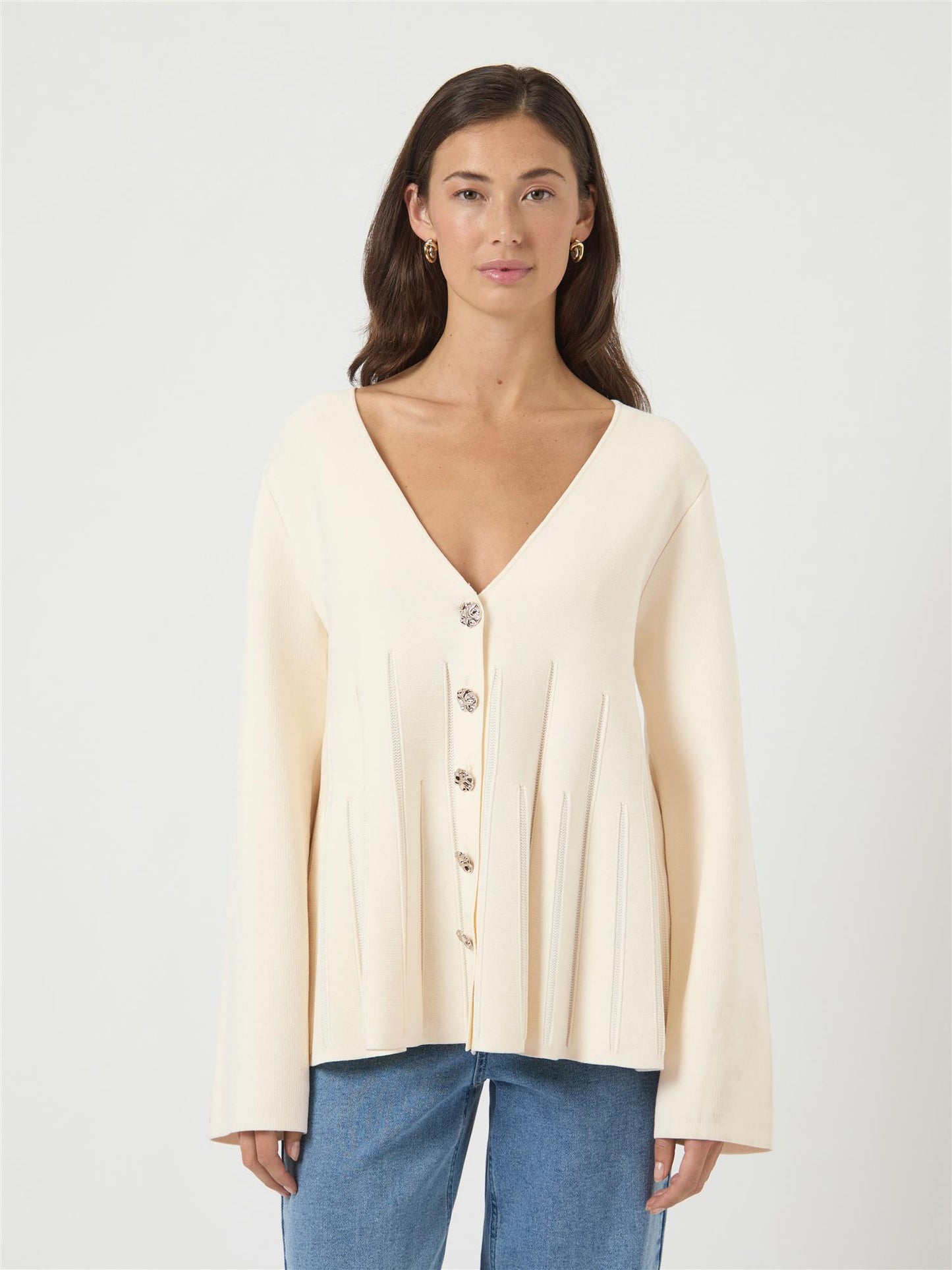 YASMIKLA LS KNIT CARDIGAN - PRISTINE