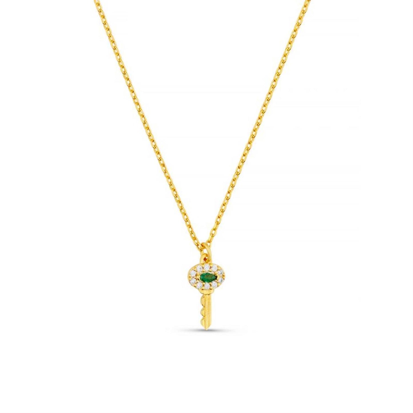Pave Key Charm Necklace