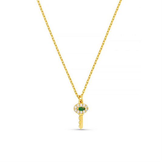 Pave Key Charm Necklace