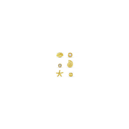 Shell & Starfish Charm Stud Pack