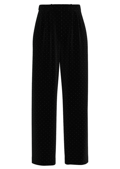 YASHELLA HW VELOUR ELASTIC PANT - BLACK/RHINESTONE