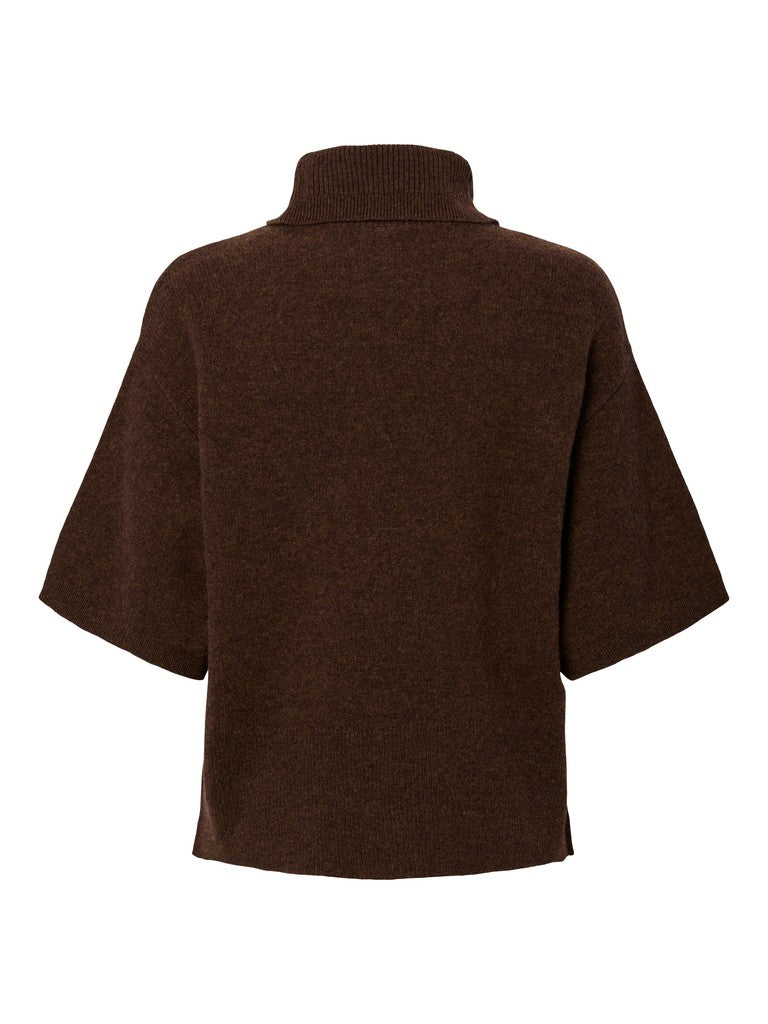 YASEMILIA 2/4 ROLL NECK KNIT PULLOVER - COFFEE BEAN