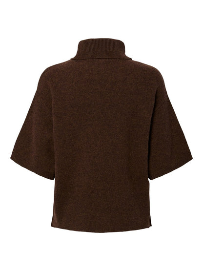 YASEMILIA 2/4 ROLL NECK KNIT PULLOVER - COFFEE BEAN