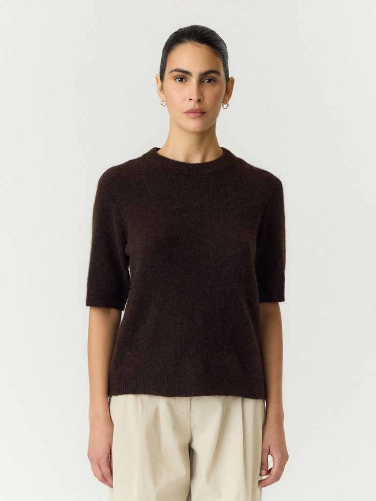 YASJOHI SS WOOL BLEND PULLOVER - COFFEE BEAN
