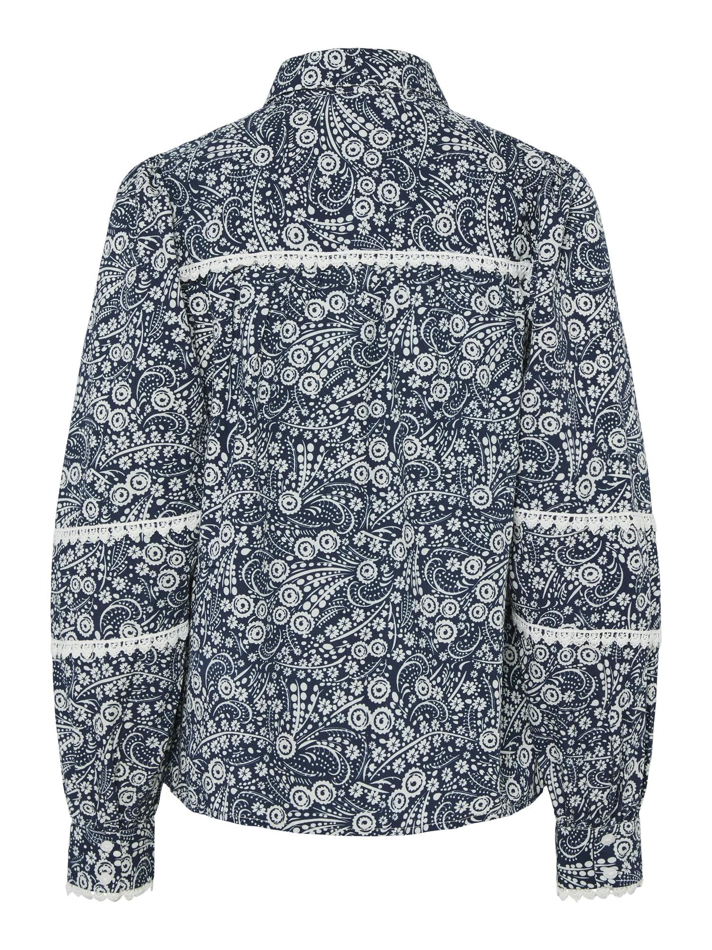 YASPERA LS BLOUSE - NAVY BLAZER/PERA PRINT