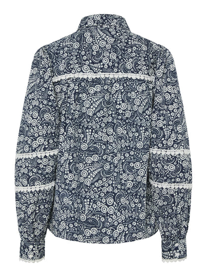 YASPERA LS BLOUSE - NAVY BLAZER/PERA PRINT