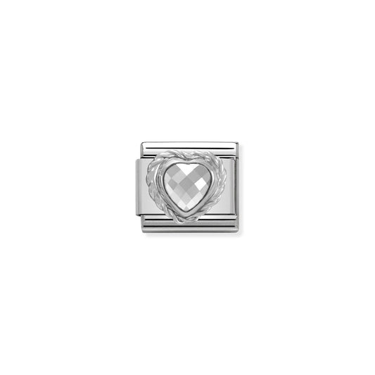 LINK, HEART-SHAPED CLEAR STONE