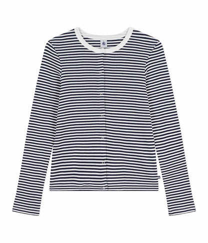 Cardigan Ribbed - Blue/ White