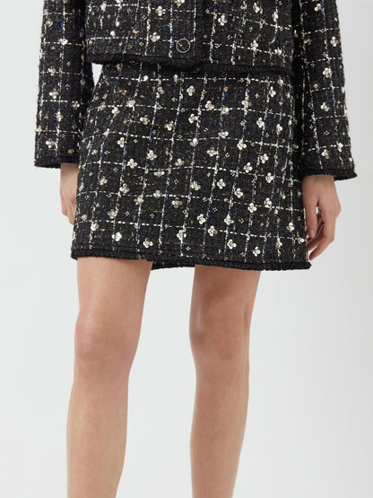YASVALENDA MHW TWEED SKIRT - BLACK