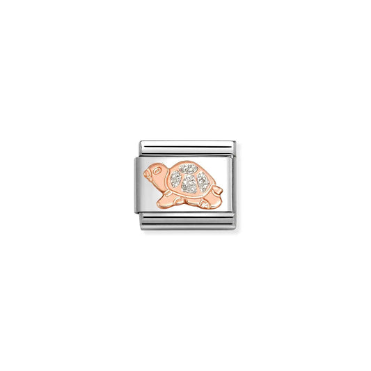 LINK, TURTLE IN ROSEGOLD WITH SILVER GLITTER