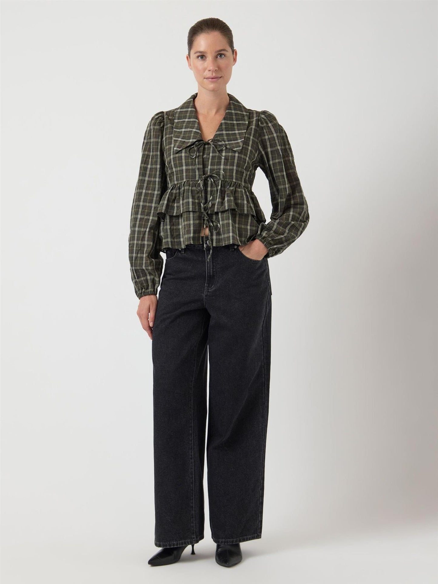 YASCINNA LS TIE TOP - FOREST NIGHT