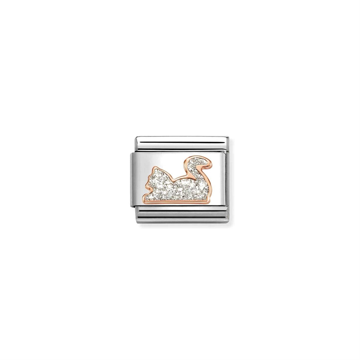LINK, CAT IN ROSEGOLD WITH SILVER GLITTER