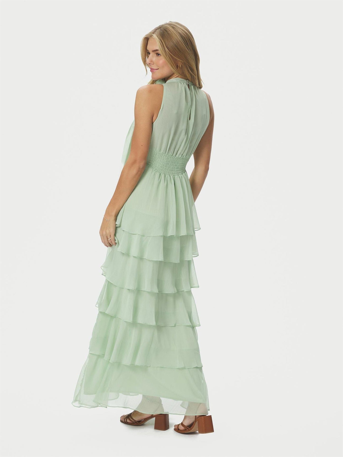Marli Solid Chiffon Dress - Light Green