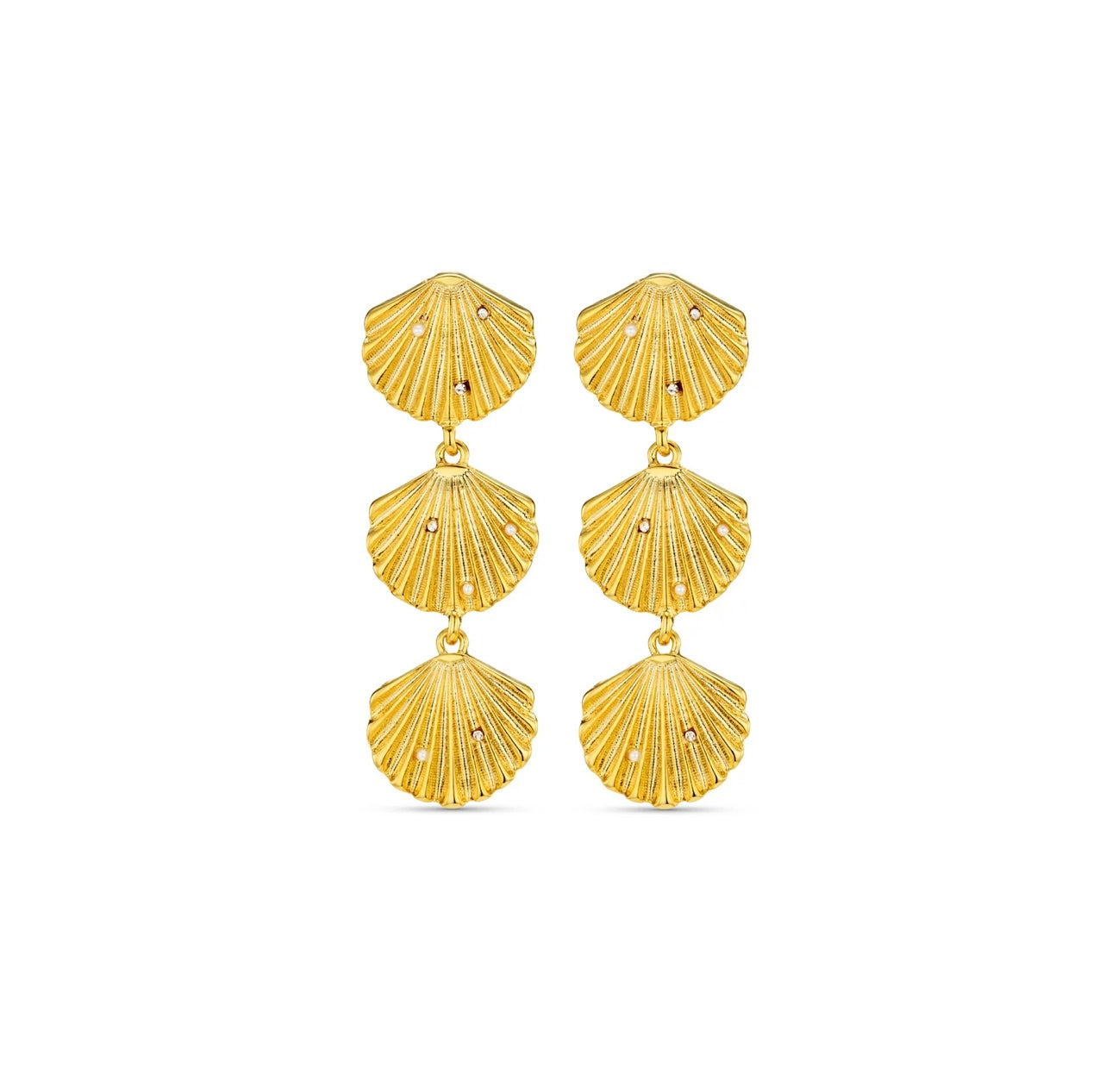 Statement Embellished Shell Drop Studs