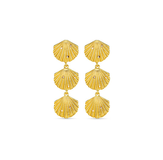 Statement Embellished Shell Drop Studs