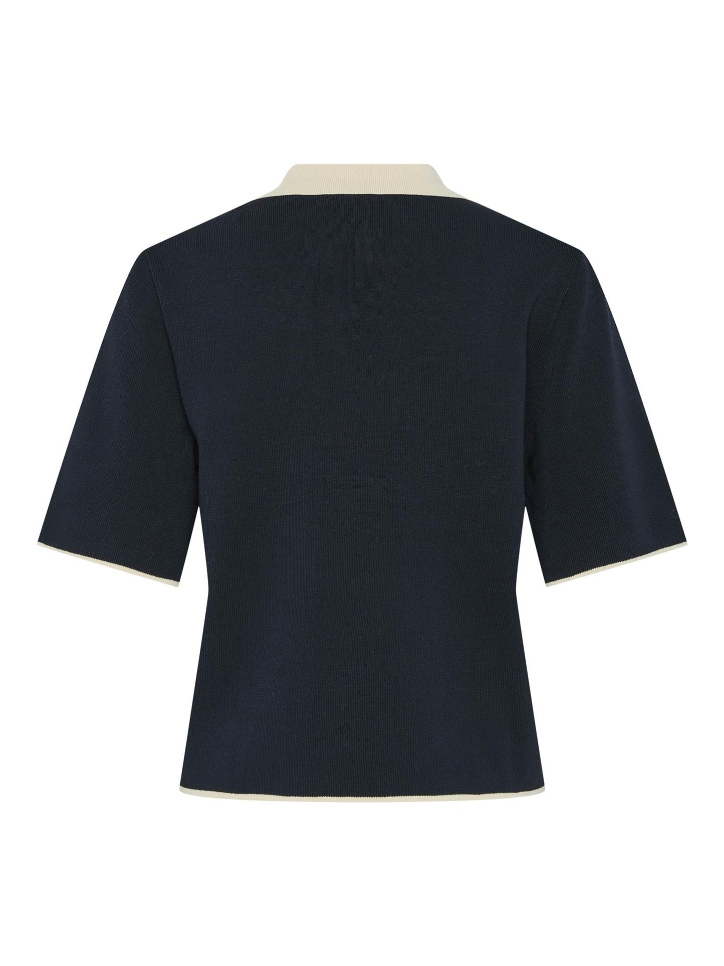 YASMILLE SS KNIT TOP - NAVY BLAZER/GARDENIA